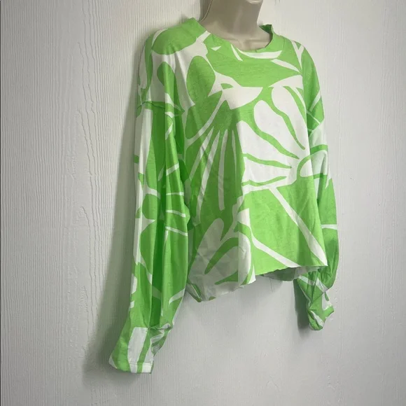 Free People - NWT Full Bloom Bright Neon Crewneck Long Sleeve Blouse Size Small - Picture 3 of 12